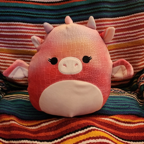 Squishmallows Pink and White Dragon Accent Pillow - Picture 1 of 4